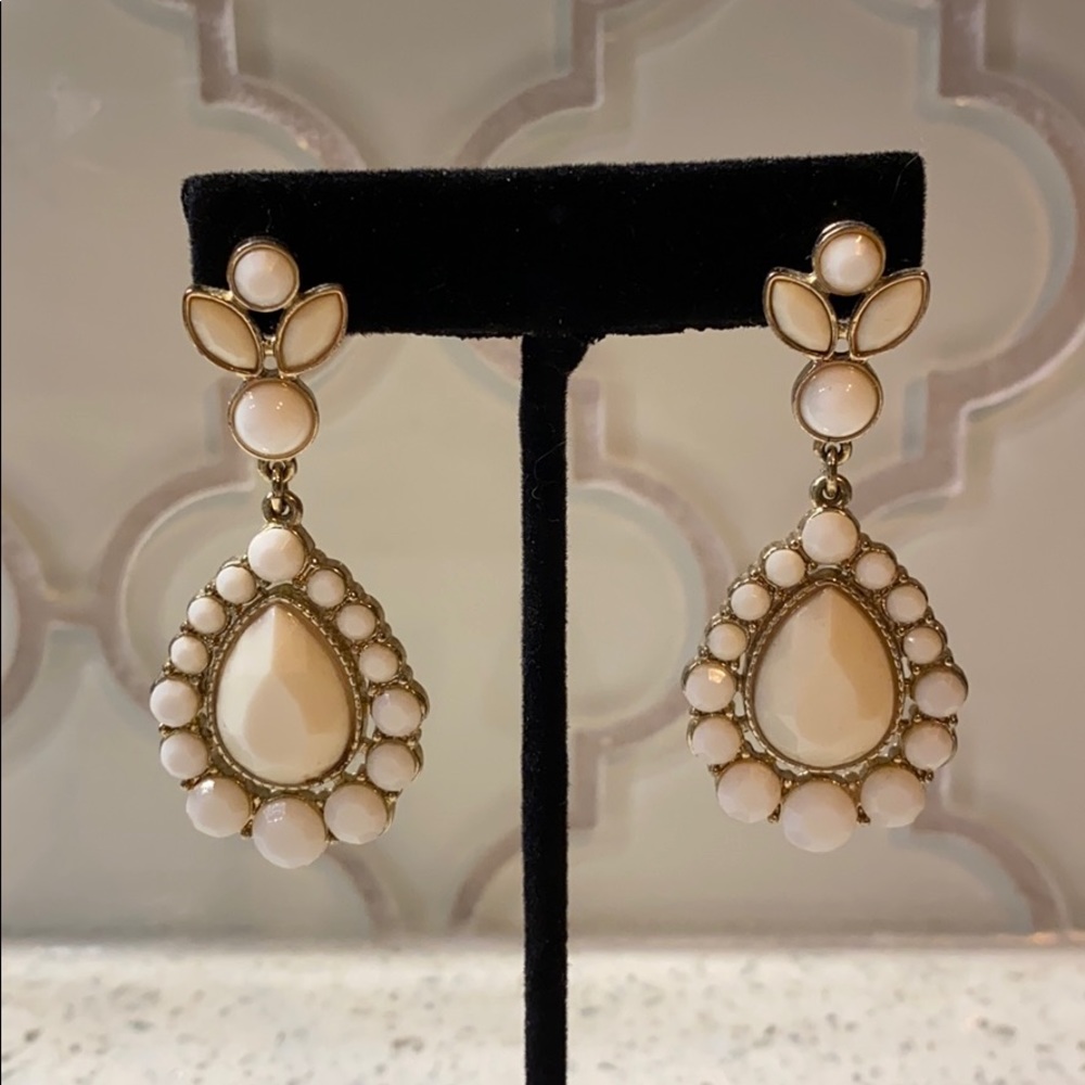 White Statement Earrings